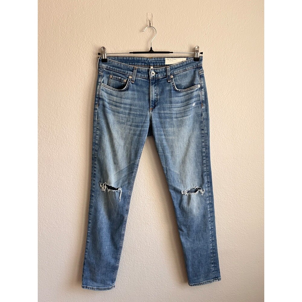 rag & bone Women's Dre Low Rise Slim Boyfriend Jeans in Hermosa w/Holes Size 27